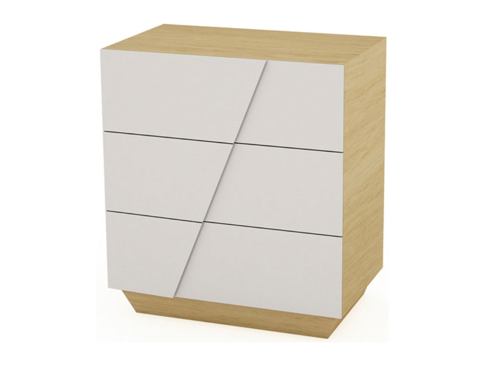 Polar White/Oak Chest of Drawers