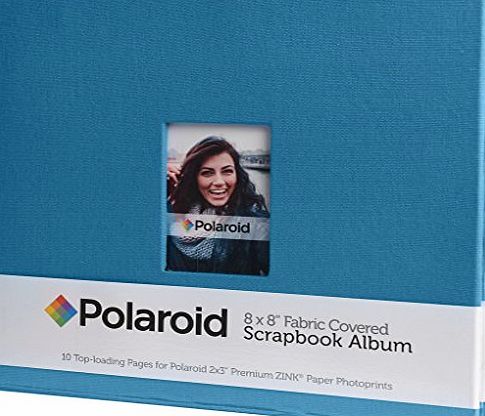 Polaroid 8``x8`` Cloth Covered Scrapbook Photo Album w/Front Picture Window For 2x3 Photo Paper Projects (Snap, Zip, Z2300) - Blue
