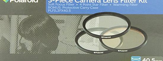 Polaroid Optics 40.5mm 3 Piece Special Effect Camera/Camcorder Lens Filter Kit (Soft Focus, Revolving 4 Point Star, Warming)