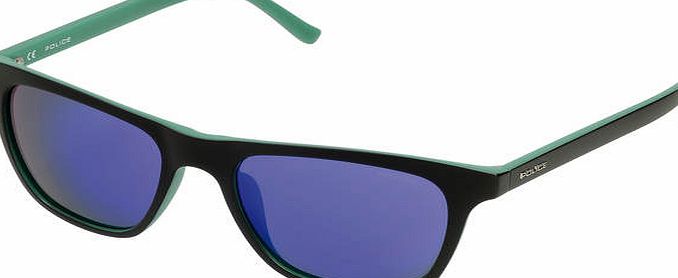 Police Black/Blue Plastic Wayfarer with Metallic