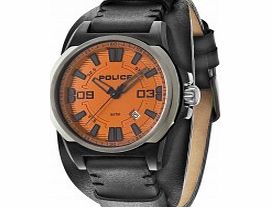Police Mens Dayton Black Leather Strap Watch
