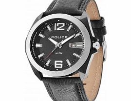 Police Mens Ranger II Black Leather Strap Watch