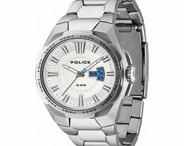 Police Mens White and Silver Seal Watch