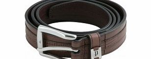 Police P Keeper Brown Leather Silver Buckle Belt M