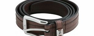 Police P Keeper Brown Leather Silver Buckle Belt S