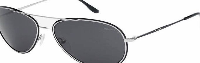Police Silver Metal Aviator with Grey Lens