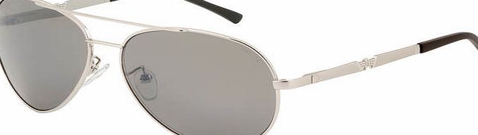 Police Silver Metal Aviator with Silver Mirror
