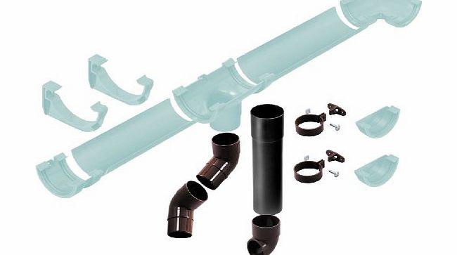 50MM (2``) Miniline additional downpipe set for Shed/conservatory/car port/greenhouse/lean to/outhouse Black