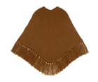Crew Neck Poncho - Plain / Chocolate