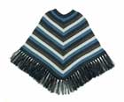 Crew Neck Poncho - Stripe / Blue