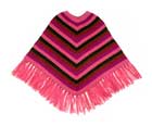 Crew Neck Poncho - Stripe / Pink