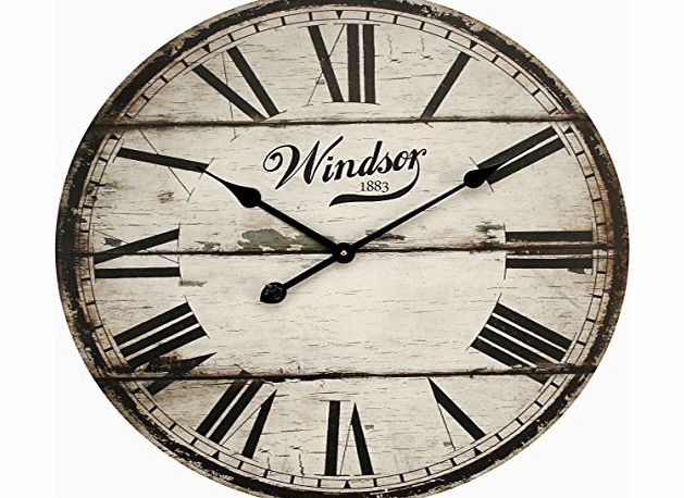 Pop Art Products Large Wood Wall Clock Vintage Distressed Shabby Chic