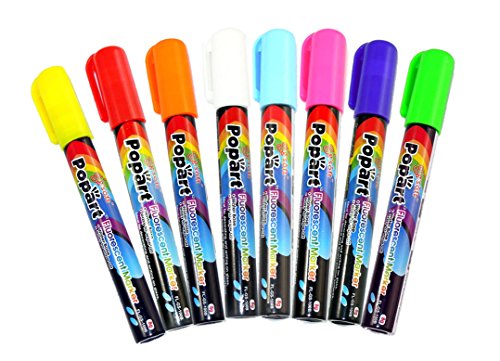 Pop Art Products Pop Art Marker Pens - 8 Colors Of Liquid Chalk (Fluorescent Neon)