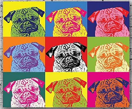 Pop Art Products Pug Dog Large Canvas Art Prints. Cool Pop Art Animal Lover Decor Pet Fun Gift (Pop Art, 50cm x 50cm)