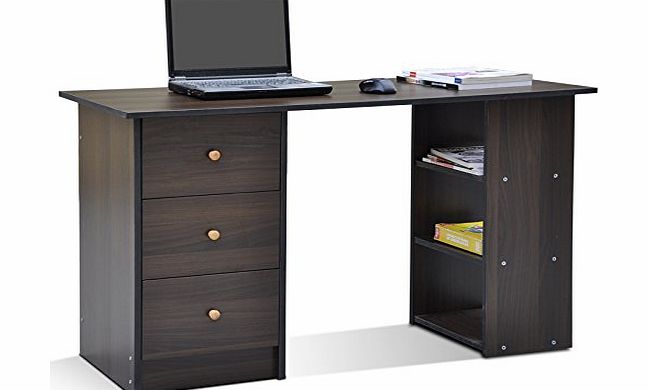 Popamazing 3 Drawer Computer Desk -Redstone Home Office / Table / Workstation Brown