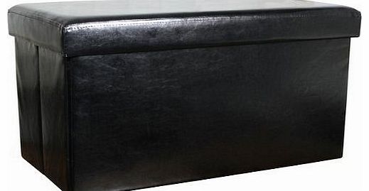 Popamazing Faux Leather Folding Storage Box Stool / Ottoman / Pouffe 70x38x38
