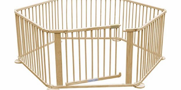 Popamazing Heavy Duty Baby Kids Wooden Playpen Large Foldable 6-Side with Dorry Room Divider