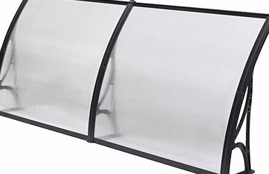Popamazing Top Quality Single/Double/Triple Polycarbonate Front Back Door Window Awning Patio Cover Canopy (Black, Double(190 x 98.5 x 25 cm/74.8 x 38.8 x 9.8``))