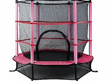 Popamazing Trampoline With Safety Net 55`` 4.5FT Junior Kids Outdoor Activity Fun (pink)