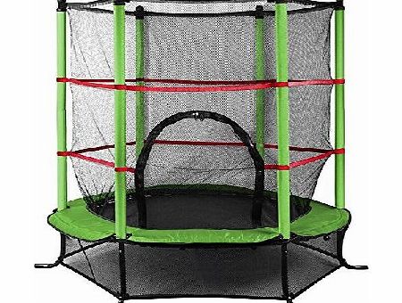Popamazing Trampoline With Safety Net 55`` 4.5FT Outdoor Joy Jump for Kids Junior (Green)