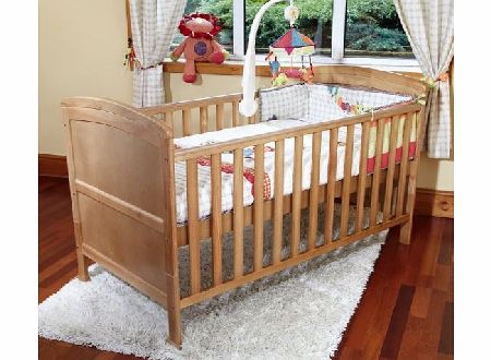 Poppys Playground POPPYS PLAYGORUND NEW BABY PENELOPE LUXURY COT BED amp; SAFETY SPRUNG MATTRESS-COTBED/JUNIOR BED - COUNTRY PINE