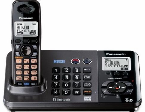 Panasonic KX-TG9381T 2-Line Expandable Cordless Phone and Answering System, Metallic Black, 1 Handset Size: 1 Handset