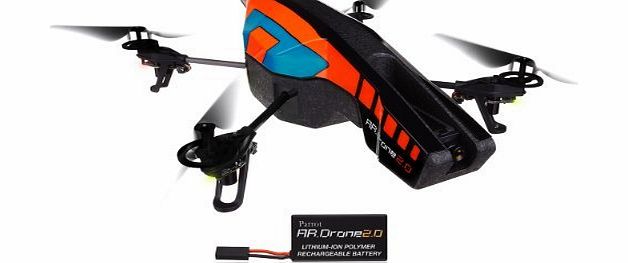 Portable Digital Parrot AR.Drone 2.0 Quadricopter with Replacement Battery for iPod touch, iPhone, iPad and Android Devices (Orange/Blue) Color: Orange/Blue Style: Bundle with replacement battery