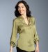 Portfolio Nehru Collar Long Sleeve Blouse