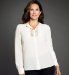 Portfolio Pure Silk Cut-Out Pintuck Bib Blouse