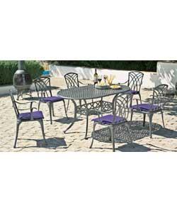 Porto 6 Seater Cast Aluminium Patio Set Dressed