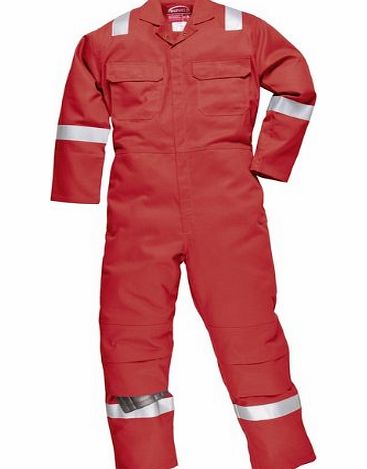 Portwest Bizweld Iona Flame Retardant Hi Visibility Knee Pad Boiler Suit Coverall (XL (Chest 46/48``), Red)
