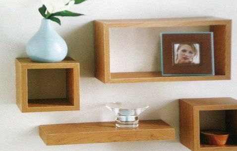 Posh Porschey Set of 4 Floating Wall Storage Display Book Cubes Shelves Stand Shelf (Oak Effect)
