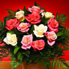 Peaches and Cream Bouquet - 24 Roses