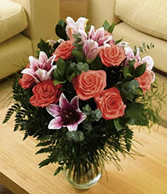 Post-a-Rose Tropical Pink Roses & Lilies