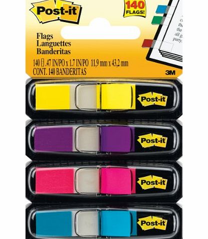 Post-It  Index 6834ABP 12mm x 43.1mm Small Flags - Bright Yellow/ Bright Pink/ Bright Purple/ Bright Blue (140 Sheets)