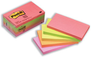 Post-it Post it Neon Notes Lined Pad of 100 Sheets