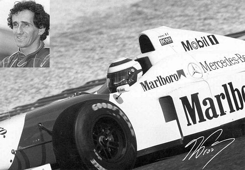 Prost 1995 McLaren Test Black and White Postcard