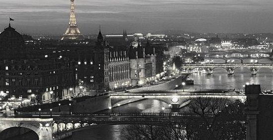 Poster Parfait Paris View,Romantic Vintage Black and White with golden tower PAPER POSTER measures 36 x 24 inches (91.5 x 61cm)