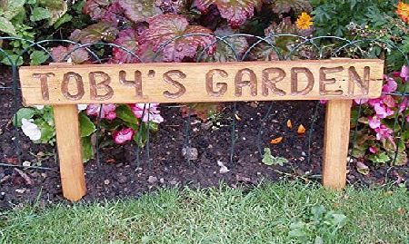 Pottyplanters Personalised handmade pre assembled wooden 70mm high oak stained garden sign