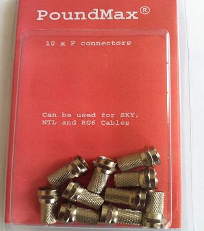 PoundMax 10 x F Plug Connectors Screw ON for Satellite TV Sky NTL Cable