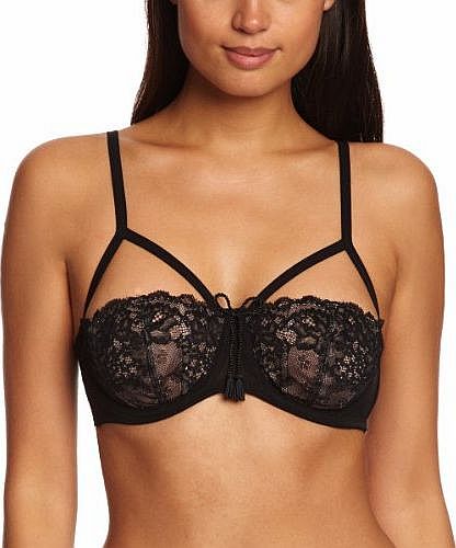 Pour Moi Addicted Half Cup Balcony Womens Bra Black 32D