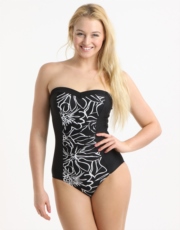 Newquay Strapless Swimsuit - Black and White