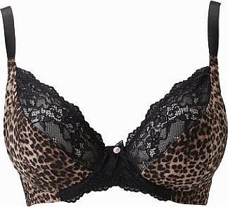 Pour Moi Tease Plunge Underwired Bra Animal 36E