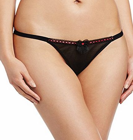 Pour Moi? Womens Pin Up Thong String, Black, Size 8