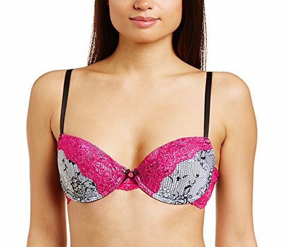 Pour Moi Womens Tease New Padded Plunge Everyday Bra, Multicoloured (White Graphic), 36DD