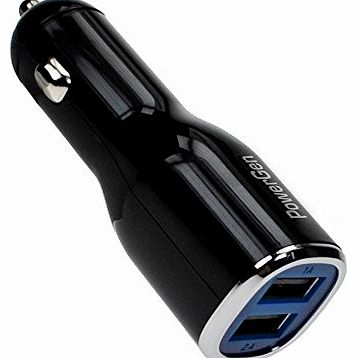 POWERGEN  2.4A / 12W Dual USB Car Charger Designed for Apple and Android Devices - BLACK