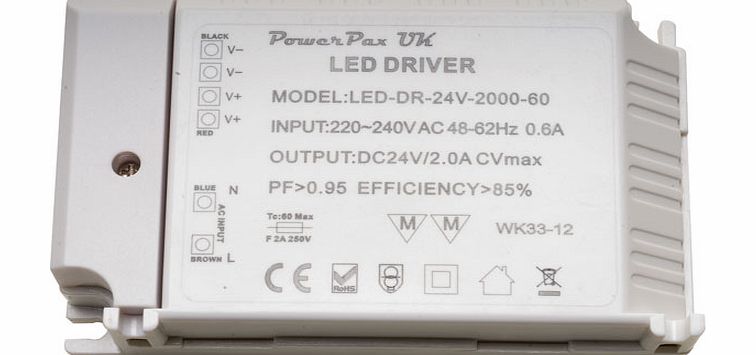 PowerPax UK 24VDC Constant Voltage LED Power Supply 16.8W