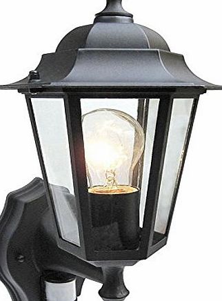 PowerSave Choose Black or White Outdoor PIR Security Sensor Traditional Lantern Shape Flood Light. Self contained amp; waterproof unit. Movement Detecing Floodlamp FloodLight Detector Wall Lamp. Included Free: