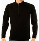 Black 1/4 Zip Cotton & Elastane Long Sleeve Polo Shirt