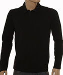 Black Long Sleeve Cotton Polo Shirt